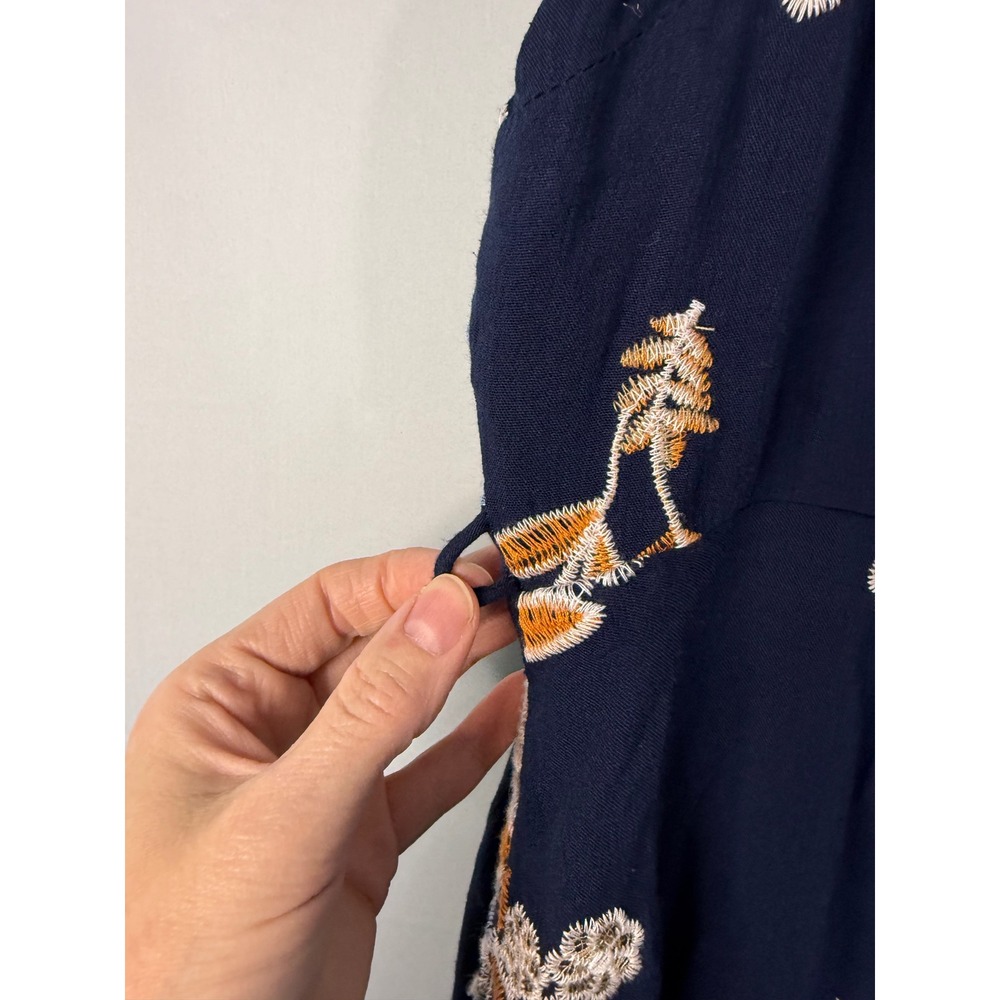 J.O.A. Embroidered Cold Shoulder Mini Dress Women Medium Navy Blue Floral BC5928 - Picture 2 of 8